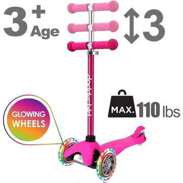 3 Wheel Kick Scooter for Kids with Light Up Wheels