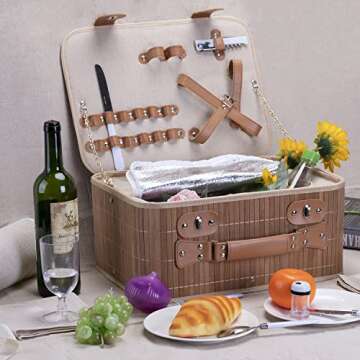 Picnic Basket Set for 2 with Wine Pouch & Blanket