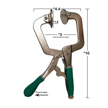 Woodworking 3" Metal Face Clamps | Heavy Duty C-Type Clamping Tools For Cabinetry | Ergonomic Corner Grip One-Handed Clamp Set For Craftsmen | Larger Flat Surface & Practical Handles | Green (2 Pack)