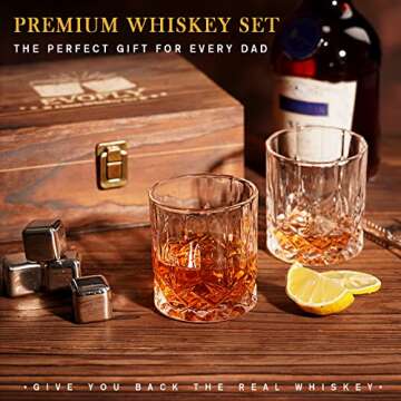 Stainless Steel Whiskey Glasses and Stones Set - Perfect Gifts for Men