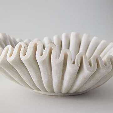 Elegant Marble Ruffle Bowl Set - Decorative Fruit & Floral Bowls (2 pcs)