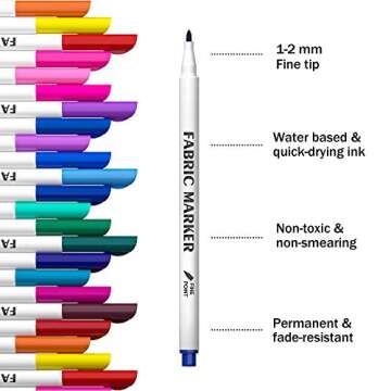 Lelix Fabric Markers, 36 Colors Permanent Fabric Pens for Writing Painting on T-Shirts Clothes Sneakers Canvas, Child Safe & Non-Toxic for Kids Adults