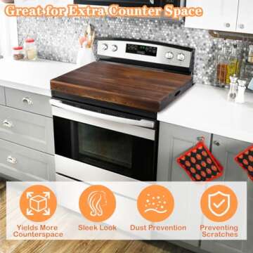 Wooden Stove Top Cover for Gas and Electric Stoves