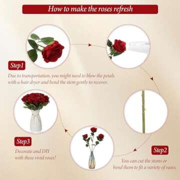 20 Pcs Realistic Silk Rose Bouquet for Parties