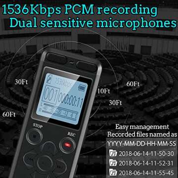 136GB Digital Voice Recorder Voice Activated Recorder for Lectures Meetings - aiworth 9860 Hours Sound Audio Recorder Dictaphone Recording Device with Playback,MP3 Player,Password,Variable Speed.