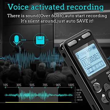 136GB Digital Voice Recorder Voice Activated Recorder for Lectures Meetings - aiworth 9860 Hours Sound Audio Recorder Dictaphone Recording Device with Playback,MP3 Player,Password,Variable Speed.