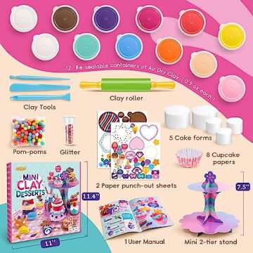 Drama Planet Craft Kits for Kids, Make Your Own Mini Desserts with Air Dry Clay, Create & Display Clay Creations, Art Activities, Great Gifts for Girls