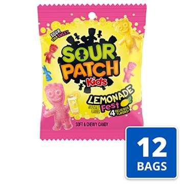 SOUR PATCH KIDS Lemonade Fest Soft & Chewy Candy, Bulk Candy, 12-3.61 oz Bags