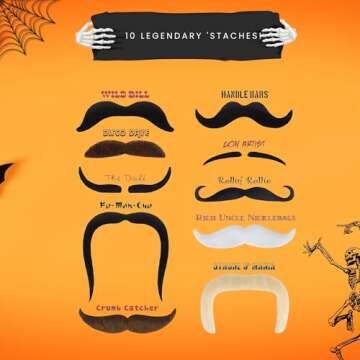 Mr. Moustachio's Top 10 Manliest Mustaches of All Time Assortment,Black,One-Size