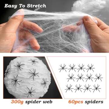 SIMUMU Halloween Spider Web Decorations for 1000 sq.ft Space with 60 Fake Spiders Super Stretch Cobwebs for Halloween Indoor and Outdoor Party Supplies Garden