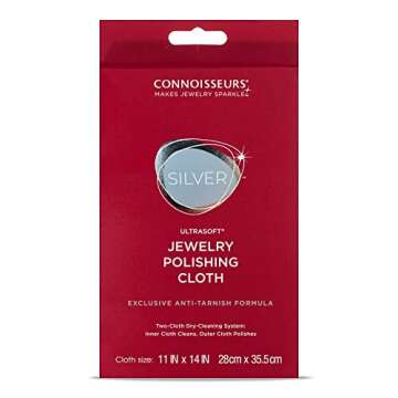 CONNOISSEURS Premium Edition Extra Large Ultrasoft Polishing Cloth with Anti-Tarnish, Value Size 11x14 inches, for Silver Jewelry