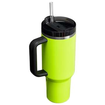 Stanley Quencher H2.0 Tumbler with Straw 40 oz | Flowstate 3-Position Lid | Cup Holder Compatible for Travel | Insulated Stainless Steel Cup | BPA-Free | Neon Yellow