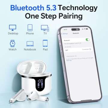 Wireless Earbuds Bluetooth 5.3 Headphones 2024 New 40Hrs Playtime Bluetooth Earbuds Hi-Fi Stereo 4 ENC Mics, Wireless Headphones IPX7 Waterproof Wireless Earphones LED Display for iPhone and Android