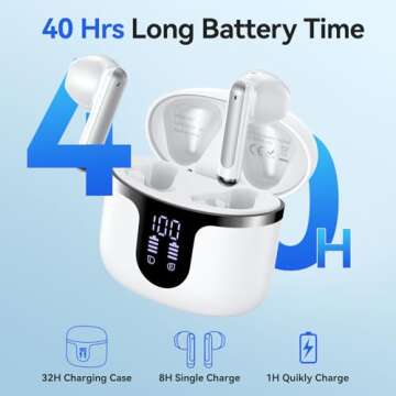 Wireless Earbuds Bluetooth 5.3 Headphones 2024 New 40Hrs Playtime Bluetooth Earbuds Hi-Fi Stereo 4 ENC Mics, Wireless Headphones IPX7 Waterproof Wireless Earphones LED Display for iPhone and Android