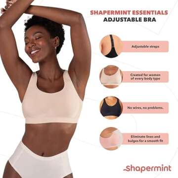 SHAPERMINT Bralettes for Women with Support - Adjustable Wireless Support Bra, Comfortable Full Coverage No Underwire Seamless Bra. Bras for Women Wirefree Plus Size Options Beige