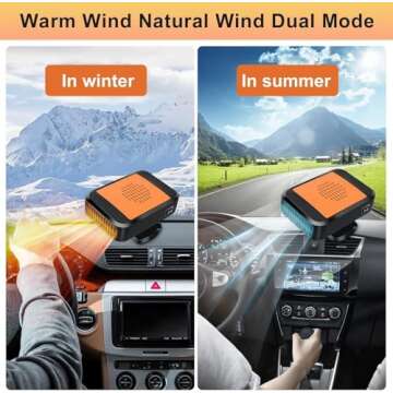 Portable Car Heater,12V 200W Fast Heating Defroster 2 in 1 Automobile Windshield Fast Heaters Car Heater That Plugs into Cigarette Lighter for Car, SUV, Trucks (Orange Black)