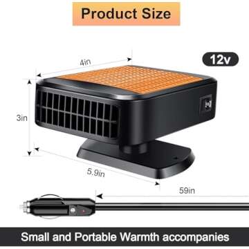 Portable Car Heater,12V 200W Fast Heating Defroster 2 in 1 Automobile Windshield Fast Heaters Car Heater That Plugs into Cigarette Lighter for Car, SUV, Trucks (Orange Black)