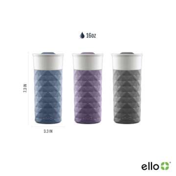 Ello Ogden 16 oz Ceramic Travel Mug Gray BPA Free