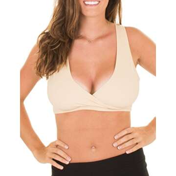 Caramel Cantina 4 Pack Nursing Maternity Women’s Sleep Comfort Bralette Bra (Medium, Basics)