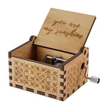 You are My Sunshine Wood Music Boxes,Laser Engraved Vintage Wooden Sunshine Musical Box Gifts for Birthday/Christmas/Valentine's Day