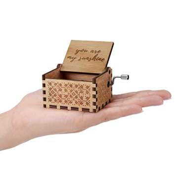 You are My Sunshine Wood Music Boxes,Laser Engraved Vintage Wooden Sunshine Musical Box Gifts for Birthday/Christmas/Valentine's Day