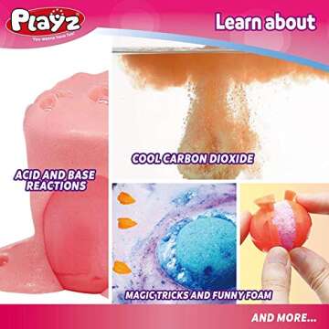 Playz Bath Bomb Bonanza - Craft, Experiment & Educational Science Kits for Kids Age 8-12 - DIY Bath Bomb Making Kit for Girls & Boys with 23+ Tools to Make Magic Soda, Foaming Eruptions & More