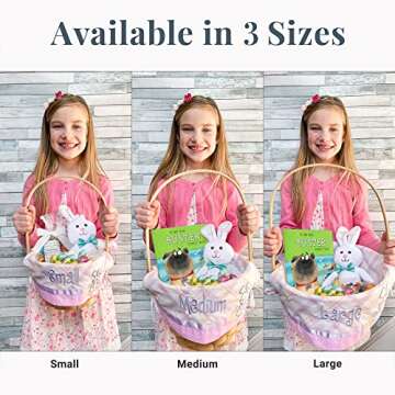 Let's Make Memories Personalized Easter Basket - Create Your Own - Wicker Basket - Embroidered Liner - Medium - Pink Lots of Bunnies