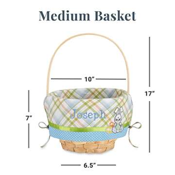 Let's Make Memories Personalized Easter Basket - Create Your Own - Wicker Basket - Embroidered Liner - Medium - Pink Lots of Bunnies