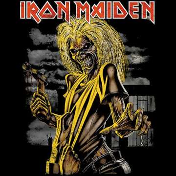 American Classics Iron Maiden Killers Album Cover Men's Short Sleeve Classic Rock Graphic T-Shirt - Black - Large