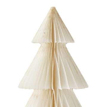 LampLust Winter Ornaments, 2 Pack White Honeycomb Paper Trees, 10 & 12 Inch, Neutral Decor, Winter Wonderland Decorations, Valentines Day Decorations, Winter Decorations for Home, Winter Mantel Decor