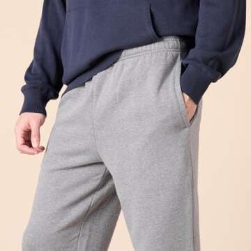 Amazon Essentials Men's Fleece Open Bottom Sweatpant (Available in Big & Tall), Light Grey Heather, Large