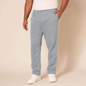 Amazon Essentials Men's Fleece Open Bottom Sweatpant (Available in Big & Tall), Light Grey Heather, Large