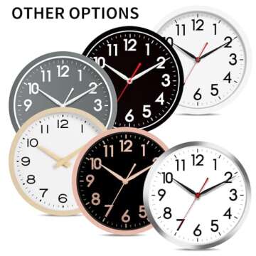 AKCISOT Wall Clock 10 Inch Silent Non-Ticking Modern Clocks Battery Operated - Analog Small Classic for Office, Home, Bathroom, Kitchen, Bedroom, School, Living Room(Black)