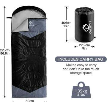 Oaskys Lightweight Camping Sleeping Bag for Travel