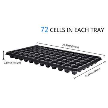 IUMÉ 10-Pack Seed Starter Kit, 72 Cell Seedling Trays Gardening Germination Plastic Plant Growing Trays Nursery Pots Mini Plant Trays Grow Kit Tray Starting Trays for Seedling Germination