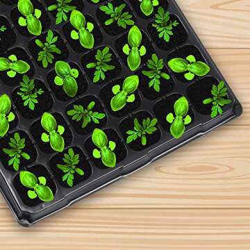 IUMÉ 10-Pack Seed Starter Kit, 72 Cell Seedling Trays Gardening Germination Plastic Plant Growing Trays Nursery Pots Mini Plant Trays Grow Kit Tray Starting Trays for Seedling Germination