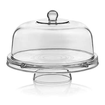 Libbey Selene 6 in 1 Cake Stand, Punch Bowl, Unique Space Saving Glass Cake Stand with Dome, Multi Purpose Cake Stand with Cover To Serve Snacks and More