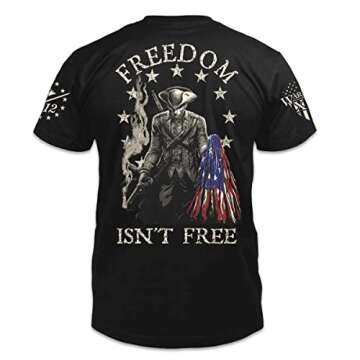 Freedom Isnt Free T-Shirt Patriotic Tribute Tee | American Pride Veteran Support Shirt | 100% Cotton Military Apparel | Black, Small