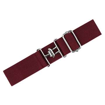 FREE RIDE EQUESTRIAN Belts, Horseback Riding Belts for Women, Stretchable And Comfortable Waist Belt (Burgundy with Silver Surcingle)