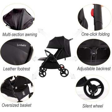 Lightweight Double Stroller with Adjustable Canopies