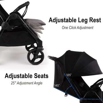 Lightweight Double Stroller with Adjustable Canopies