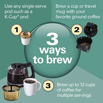 Hamilton Beach 49915 FlexBrew Trio 2-Way Coffee Maker, Compatible with K-Cup Pods or Grounds, Single Serve & Full 12c Pot, Permanent Gold Filter, Fast Brewing, Black & Silver