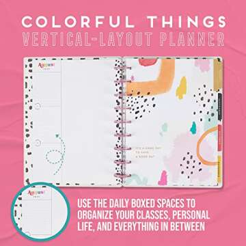 Happy Planner 12-Month Academic Planner, Back-to-School Planner for August 2022 to July 2023, Disc-Bound Daily Weekly Monthly Planner for Teachers and Students, 7” x 9 ¼ “, Dashboard, Colorful Things