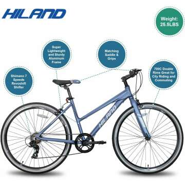 Hiland 7-Speed Men's & Women's Urban Hybrid Bike