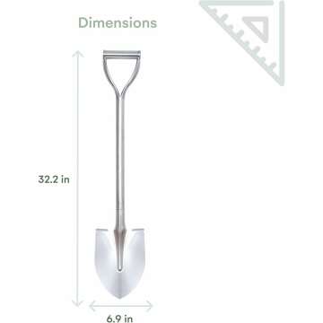 2wayz | Garden Shovel - 32.2 x 6.9 in - Stainless Steel Edging Shovel for Gardening - Heavy Duty Garden Digging Spade - Landscaping Pitchfork Tool - Farmer Spading Tools - Tree Planting Shovel