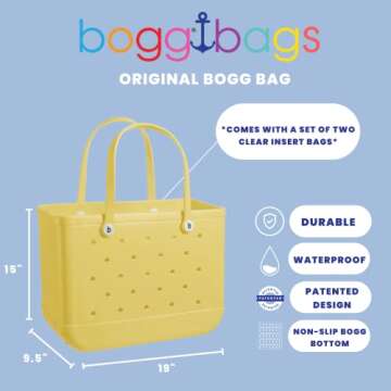 BOGG BAG Original Extra Large Tote Bag for Beach, Pool, Boat. Lightweight Waterproof Washable Durable All Purpose Tote Bag