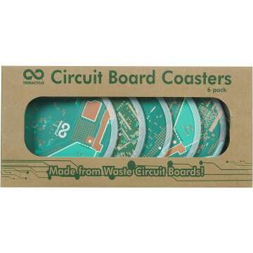 Eco-Friendly TerraCycle Circuit Board Coasters, Set of 6 - Sustainable Drinkware