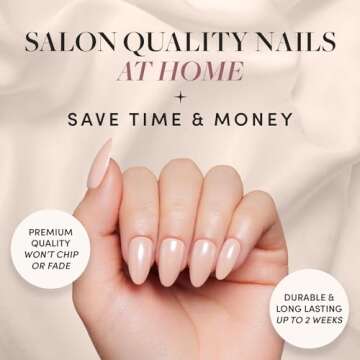 Glamnetic Press On Nails - Los Angeles | Solid Opaque Blush Nude Pink Short Almond Nails in Glazed Finish, Reusable | 15 Sizes - 30 Nail Kit