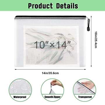 EOOUT 28pcs Mesh Zipper Pouch, 10x14inches Black Zipper Bags for Organizing Storage, Waterproof Puzzle Bag, Zipper File Bags for Board Games and School Office Supplies