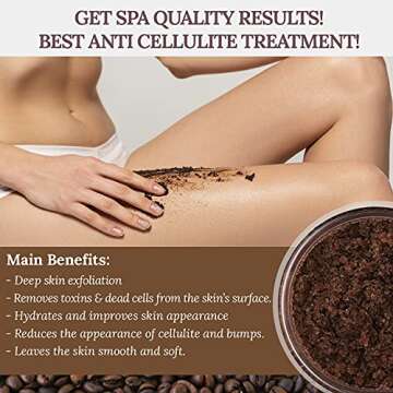 Brazilian Belle Exfoliating Coffee Scrub - Anti Cellulite Firming Body Scrub Infused with Natural Dead Sea Salt & Arabica Coffee (8.1 oz)